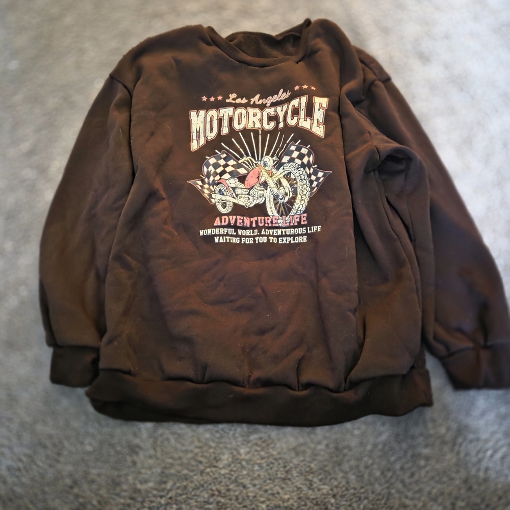 Gildan Brown Motorcycle Adventure Crewneck Sweater